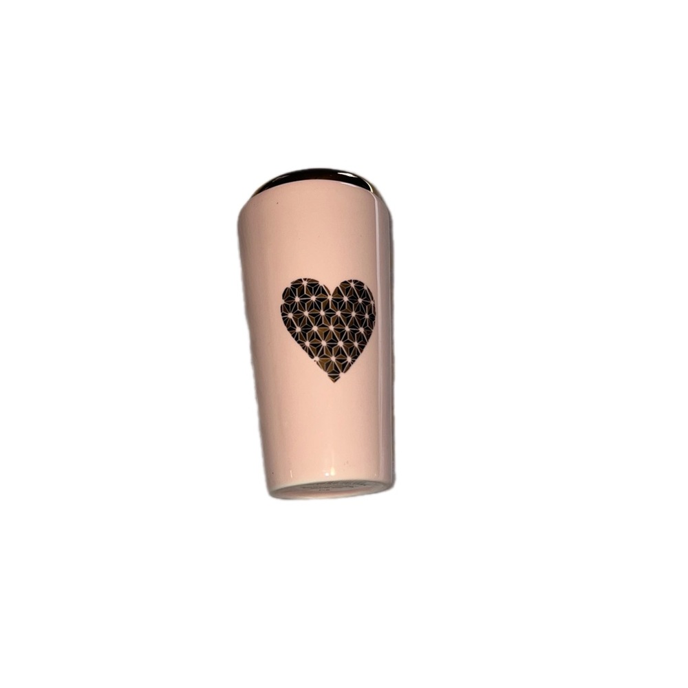 Hallmark Ceramic Blush Pink Tumbler Geometric Heart with Lid NWT